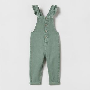 Zara Ruffle Denim Jumpsuit Size 2-3 NWT